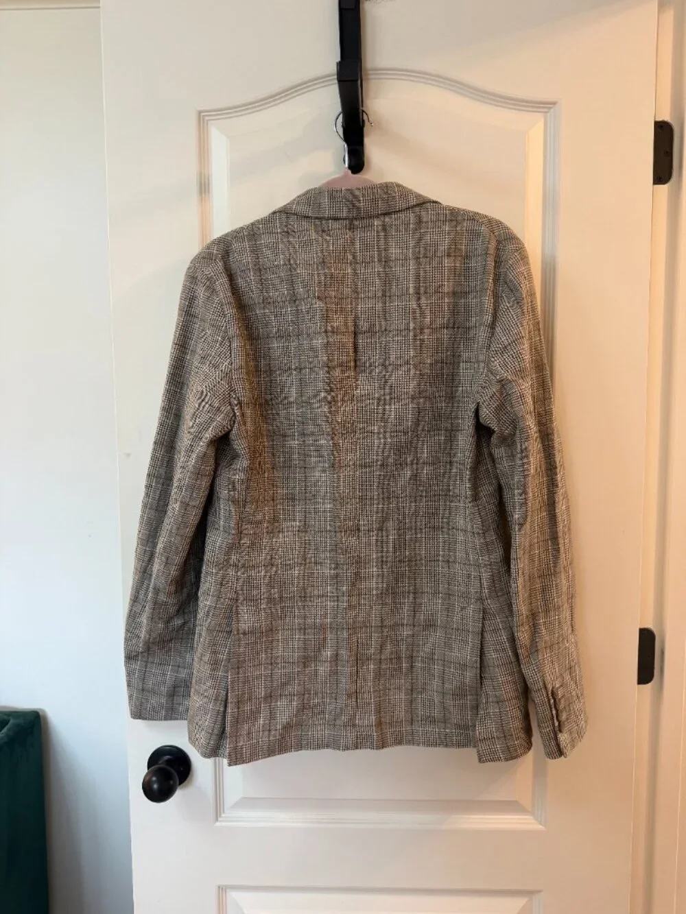 Zara Men's Plaid Blazer Sport Coat Size 36 Brown Gray Glen Plaid Two Button